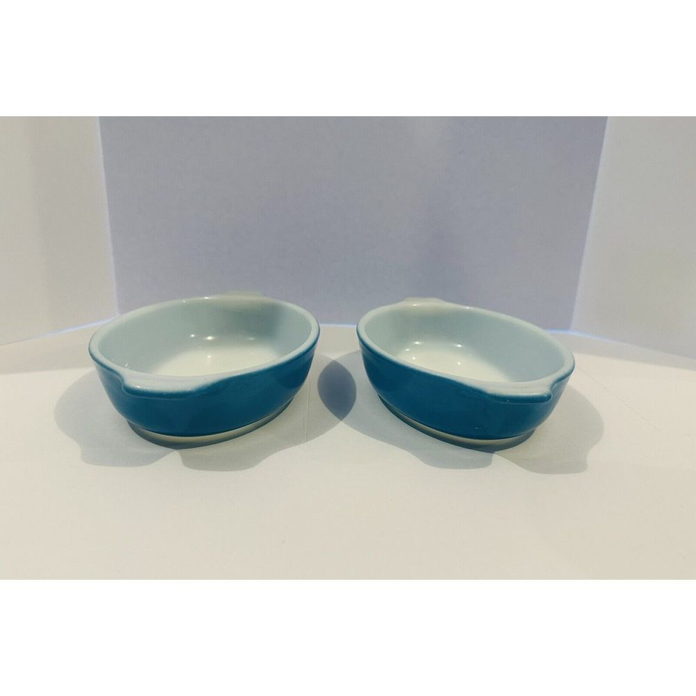 Vintage PYREX Tableware Corning  700  Oval Dish  10 oz.  BLUE  Overall  7x4 inch - Picture 2 of 7